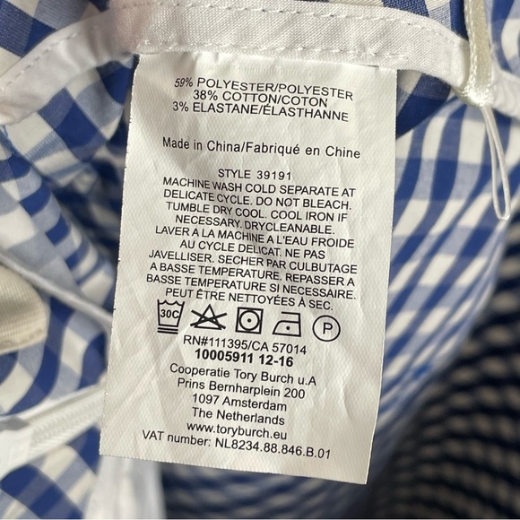 Tory Burch Sport Gingham Plaid Tennis Golf Skirt Blue/White Preppy Academia XS - Picture 11 of 11